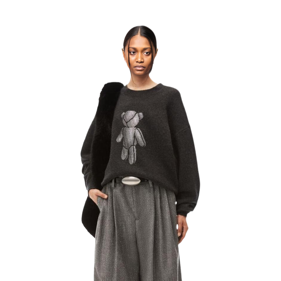 Lookbook (W) Alexander Wang FW23 Beiress Abu-abu Crewneck Sweater Atasan. 1KC4231010-063