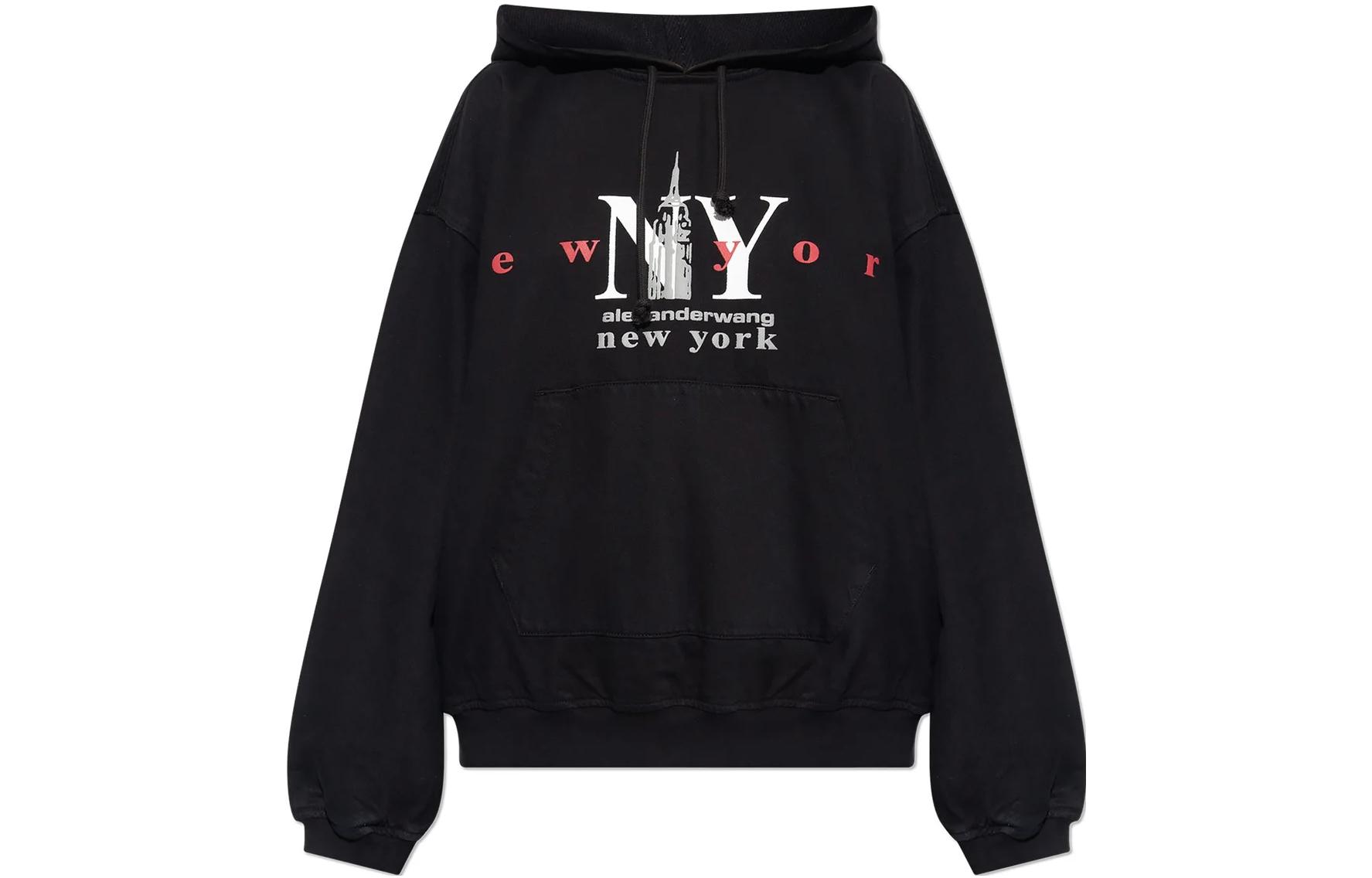 (Women) Alexander Wang FW23 Letter Print Casual Hoodie  Black UDC4231611011