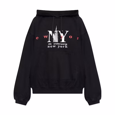 (Women) Alexander Wang FW23 Letter Print Casual Hoodie Black UDC4231611011