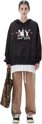 (W) 亚历山大王 FW23 字母印花休闲连帽衫 黑色 UDC4231611011 3