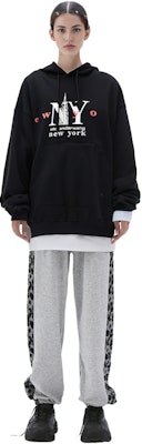 (W) 亚历山大王 FW23 字母印花休闲连帽衫 黑色 UDC4231611011 5