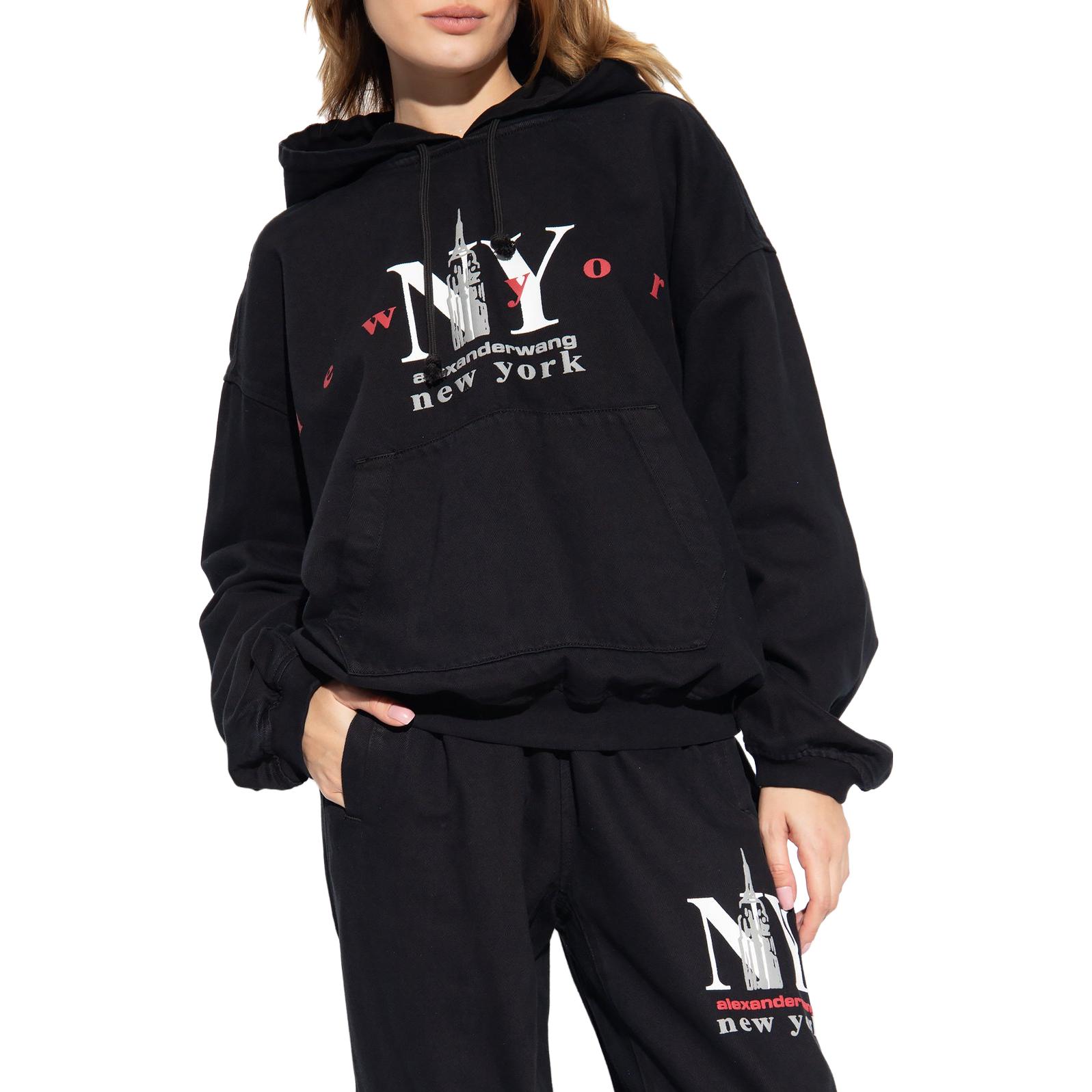 Lookbook (Women) Alexander Wang FW23 Letter Print Casual Hoodie  Black UDC4231611011