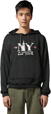 (W) 亚历山大王 FW23 字母印花休闲连帽衫 黑色 UDC4231611011 Details for (W) 亚历山大王 FW23 字母印花休闲连帽衫 黑色 UDC4231611011