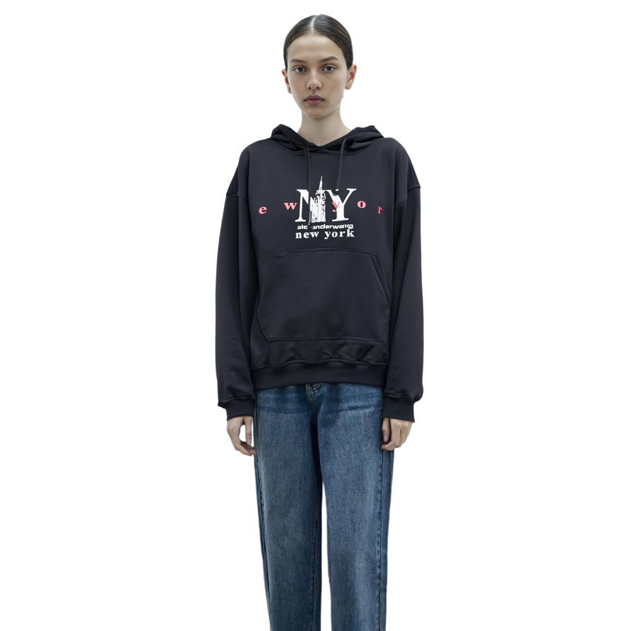 Sizing (Women) Alexander Wang FW23 Letter Print Casual Hoodie  Black UDC4231611011