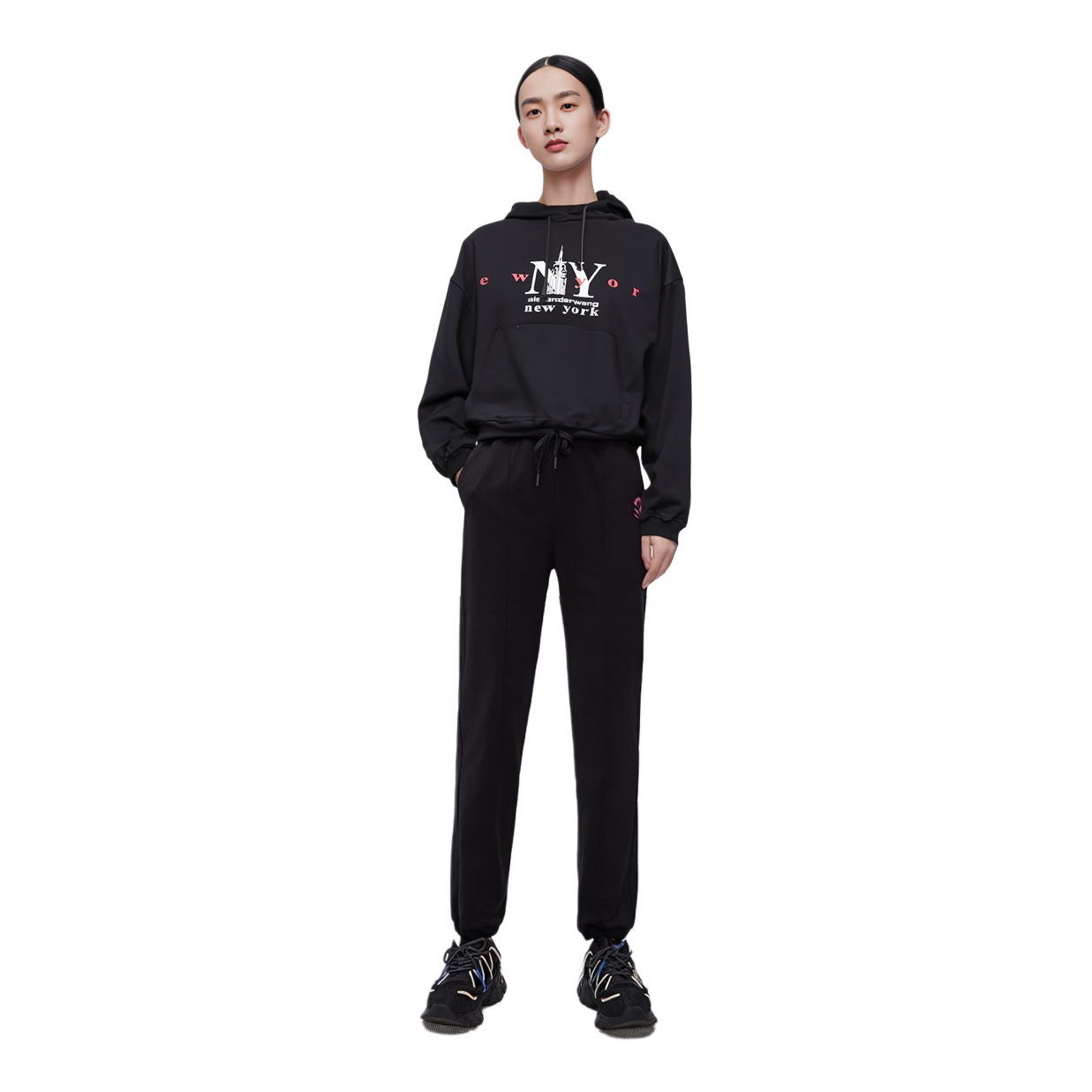 Cheap (Women) Alexander Wang FW23 Letter Print Casual Hoodie  Black UDC4231611011