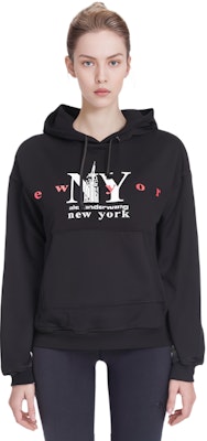 (W) 亚历山大王 FW23 字母印花休闲连帽衫 黑色 UDC4231611011 1