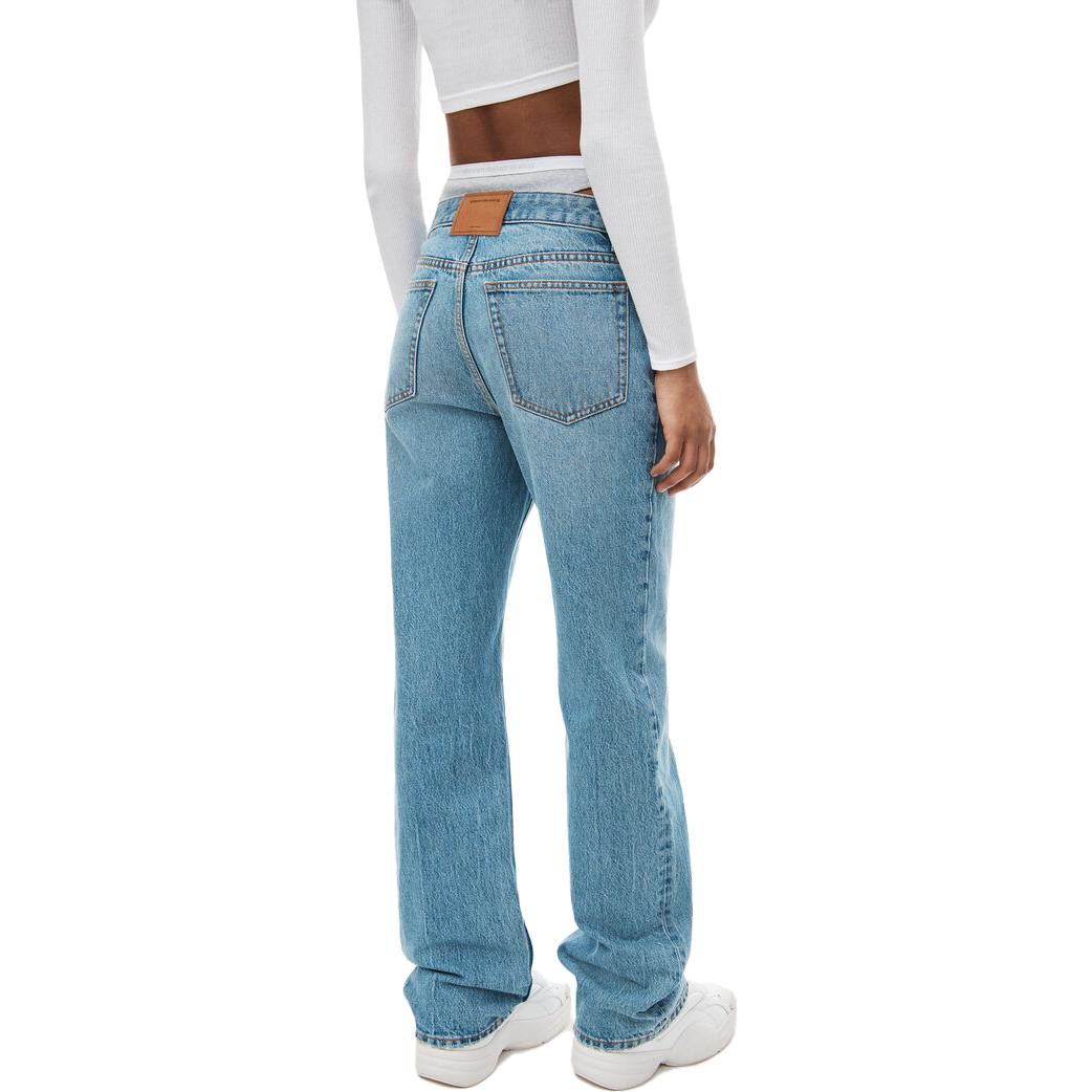 Purchase (Women) Alexander Wang FW23 Patchwork Layered Loose Fit Wide-Leg Jeans Women Blue 4DC4234171-486