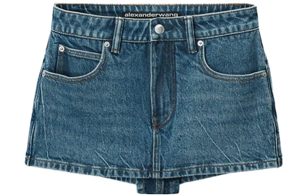 (Women) Alexander Wang FW23 Washed Denim Mini Skirt  Deep Blue 4DC3235595-401