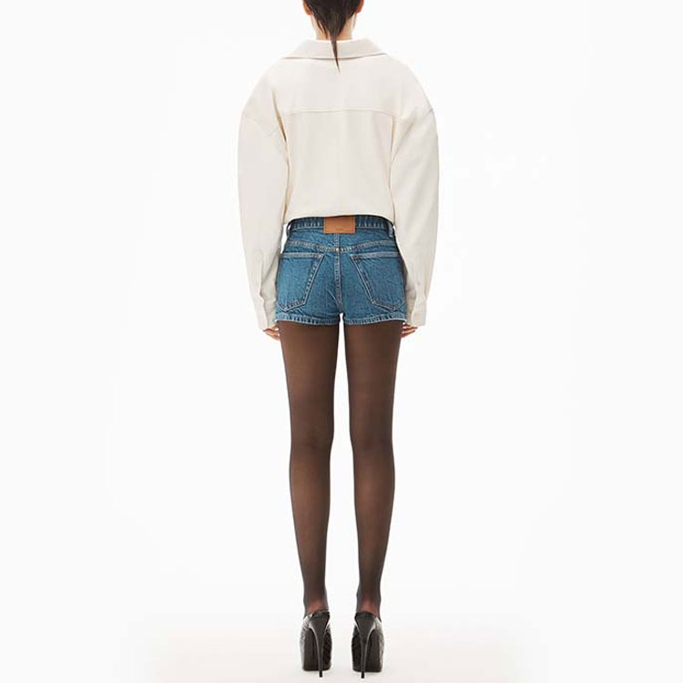 Shop (W) Alexander Wang FW23 Skirt Denim Mini Basuh Biru Tua 4DC3235595-401