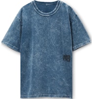 (Women) Alexander Wang FW24 Acid Wash Black Bubble Sleeve Logo Knit T-Shirt. 4CC3241520424A (Women) Alexander Wang FW24 Acid Wash Black Bubble Sleeve Logo Knit T-Shirt. 4CC3241520424A