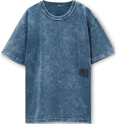 (W) 알렉산더왕 FW24 산성 워싱 블랙 버블 슬리브 로고 니트 티셔츠. 4CC3241520424A Buy (W) 알렉산더왕 FW24 산성 워싱 블랙 버블 슬리브 로고 니트 티셔츠. 4CC3241520424A