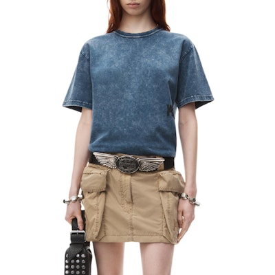 (W) 알렉산더왕 FW24 산성 워싱 블랙 버블 슬리브 로고 니트 티셔츠. 4CC3241520424A Purchase (W) 알렉산더왕 FW24 산성 워싱 블랙 버블 슬리브 로고 니트 티셔츠. 4CC3241520424A