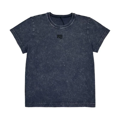 (Women) Alexander Wang FW24 Acid Wash Black Logo Short Sleeve T-Shirt. 4CC3241521424A