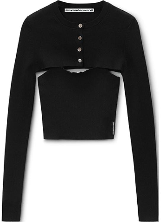 women-alexander-wang-fw-24-black-knitted-ribbed-tank-and-cardigan-set-casual-wear-1-kc-3241060001