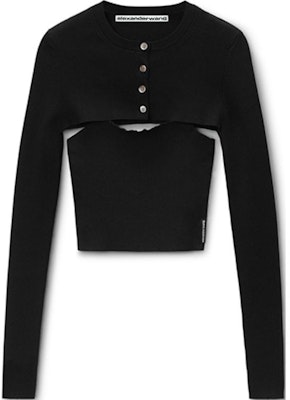 (Women) Alexander Wang FW24 Black Knitted Ribbed Tank & Cardigan Set Casual Wear 1KC3241060001 Buy (Women) Alexander Wang FW24 Black Knitted Ribbed Tank & Cardigan Set Casual Wear 1KC3241060001