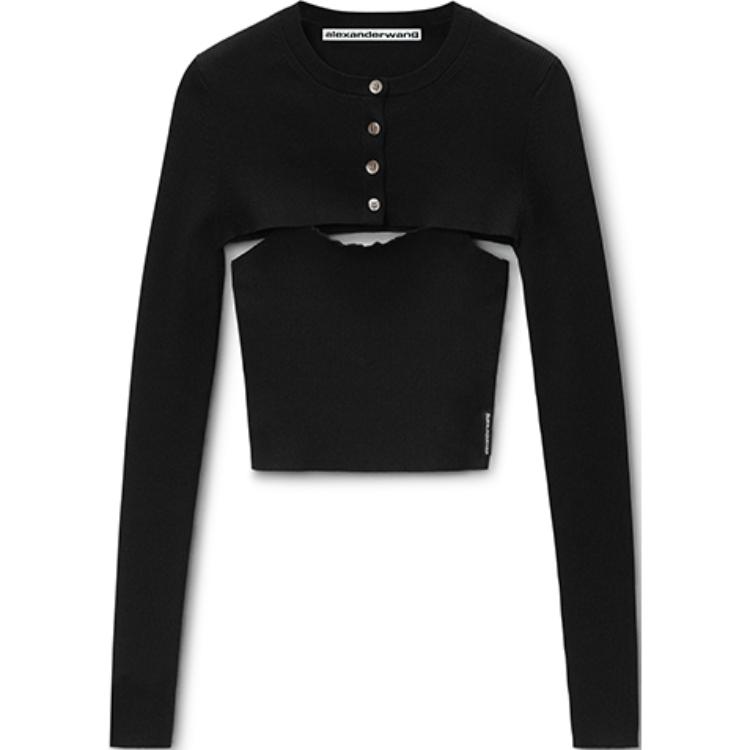 Order (Women) Alexander Wang FW24  Black Knitted Ribbed Tank & Cardigan Set Casual Wear 1KC3241060001