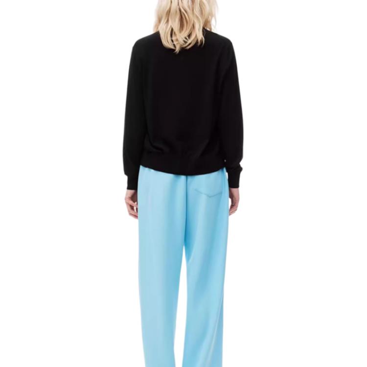 Shop (Women) Alexander Wang FW24  Black Logo Embossed Knit Long Sleeve Sweater 4KC3243017001