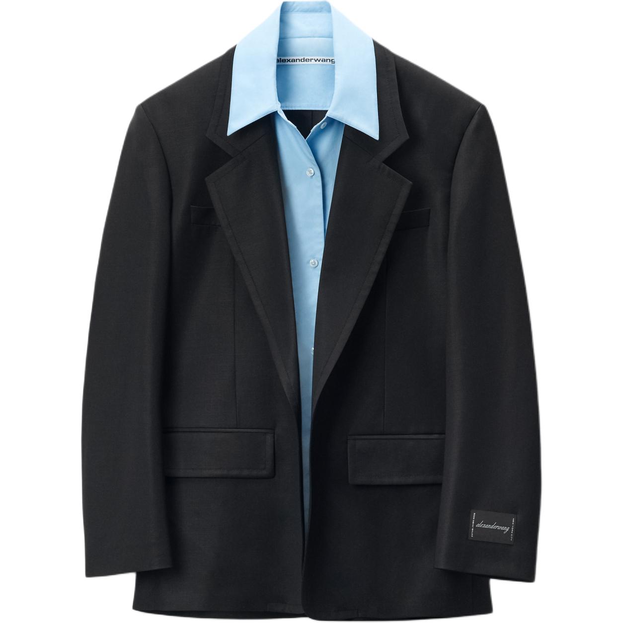 (Women) Alexander Wang FW24  Black Long-Sleeve Jacket with Logo and Chest Pocket 1WC3242551001