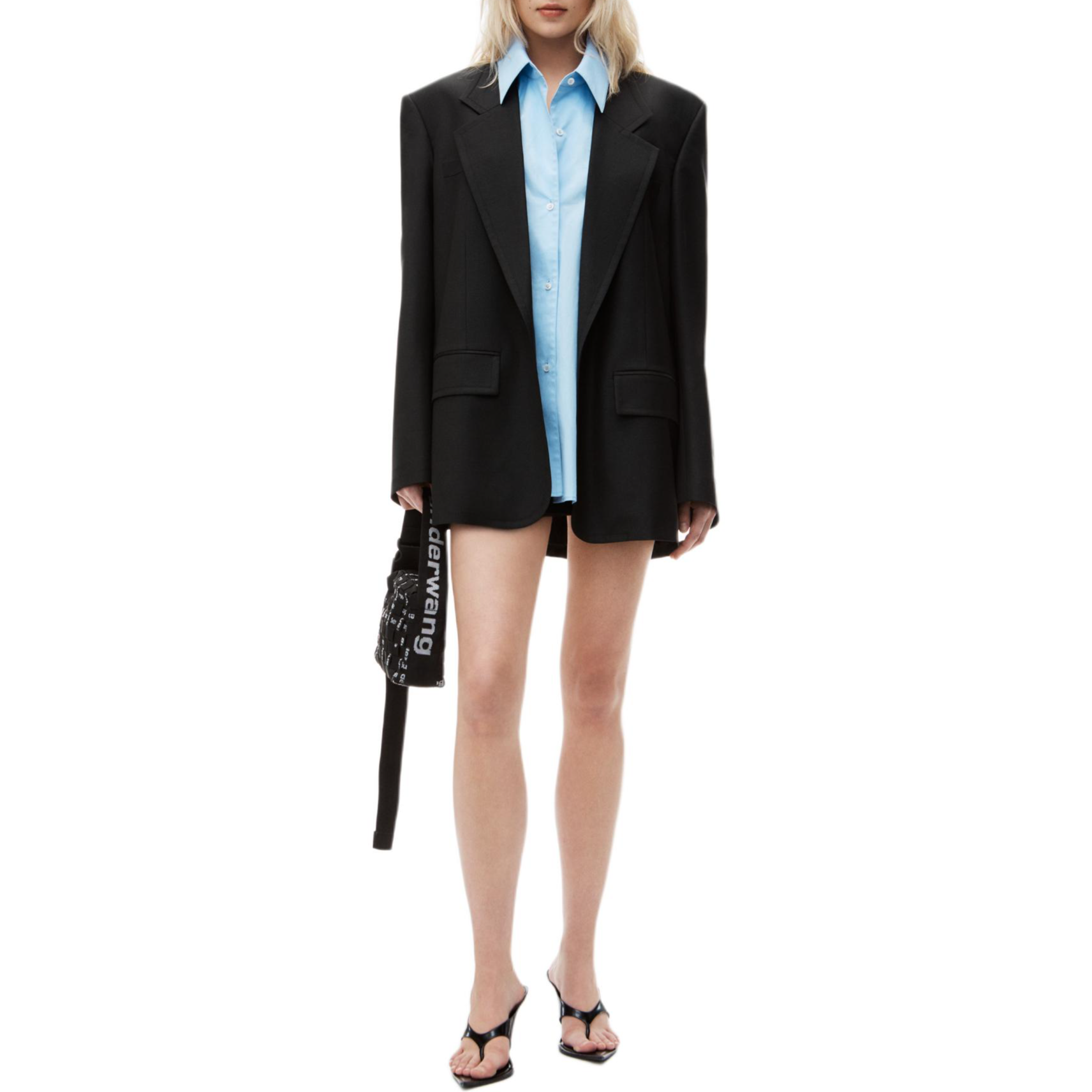 (Women) Alexander Wang FW24  Black Long-Sleeve Jacket with Logo and Chest Pocket 1WC3242551001 圖 3