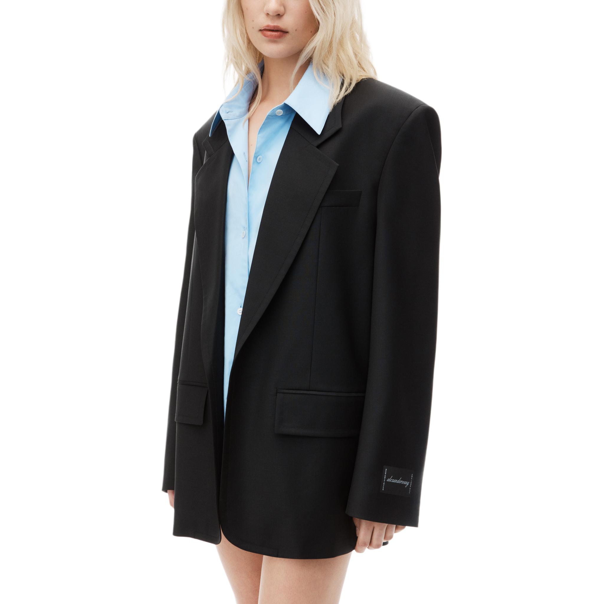 (Women) Alexander Wang FW24  Black Long-Sleeve Jacket with Logo and Chest Pocket 1WC3242551001 圖 5