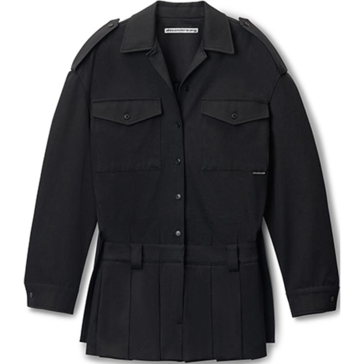 (Women) Alexander Wang FW24  Black Long Sleeve Button-Up Collared Dress 1WC4246691001