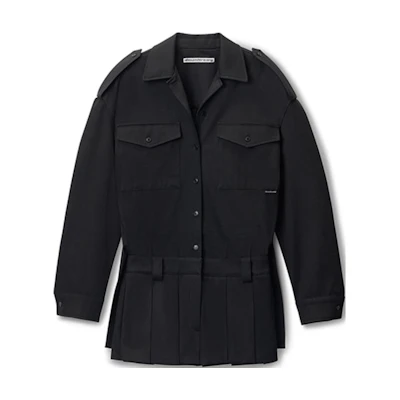(Women) Alexander Wang FW24 Black Long Sleeve Button-Up Collared Dress 1WC4246691001