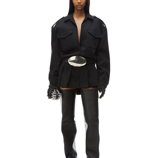 (Women) Alexander Wang FW24  Black Long Sleeve Button-Up Collared Dress 1WC4246691001 圖 3