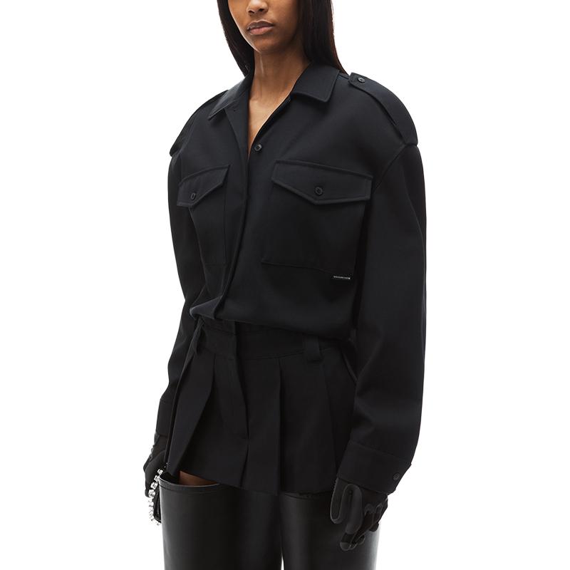 (Women) Alexander Wang FW24  Black Long Sleeve Button-Up Collared Dress 1WC4246691001 圖 5