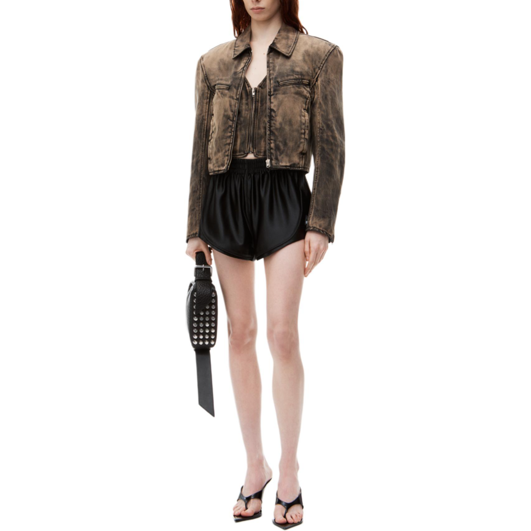 Lookbook (Women) Alexander Wang FW24  Black Minimalist Elastic Relaxed Fit Shorts 4CC3244389001