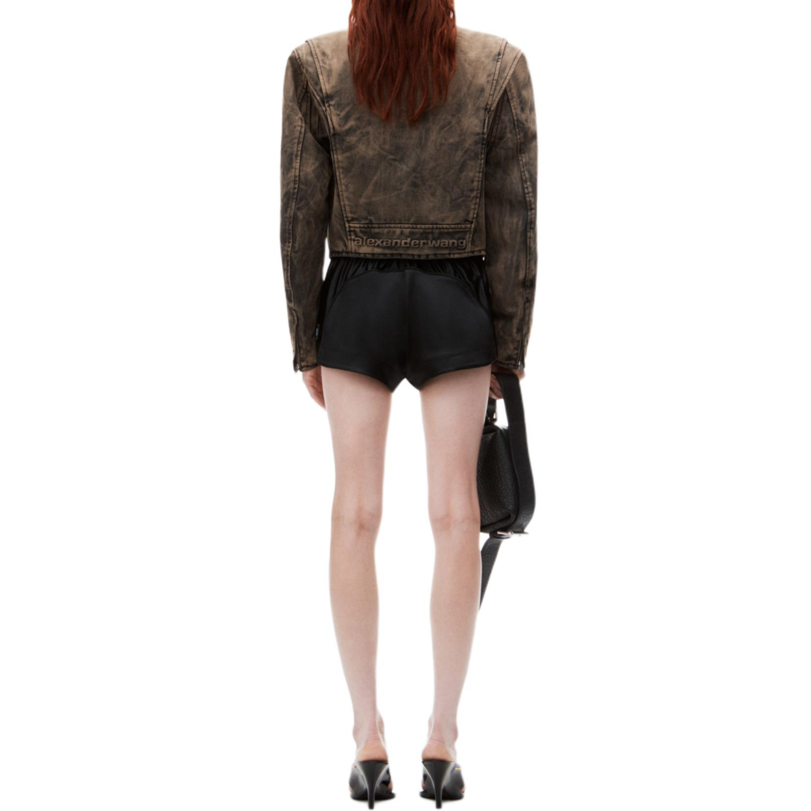 Purchase (Women) Alexander Wang FW24  Black Minimalist Elastic Relaxed Fit Shorts 4CC3244389001