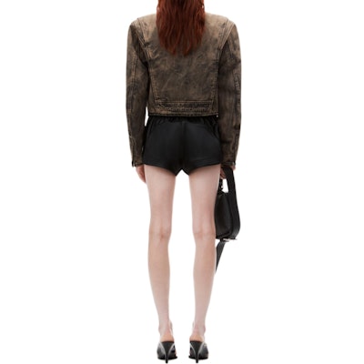 (Women) Alexander Wang FW24 Black Minimalist Elastic Relaxed Fit Shorts 4CC3244389001 Purchase (Women) Alexander Wang FW24 Black Minimalist Elastic Relaxed Fit Shorts 4CC3244389001