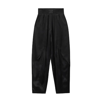 (Women) Alexander Wang FW24 Black Satin Knit Wide-Leg Relaxed Trousers 1WC3244740001
