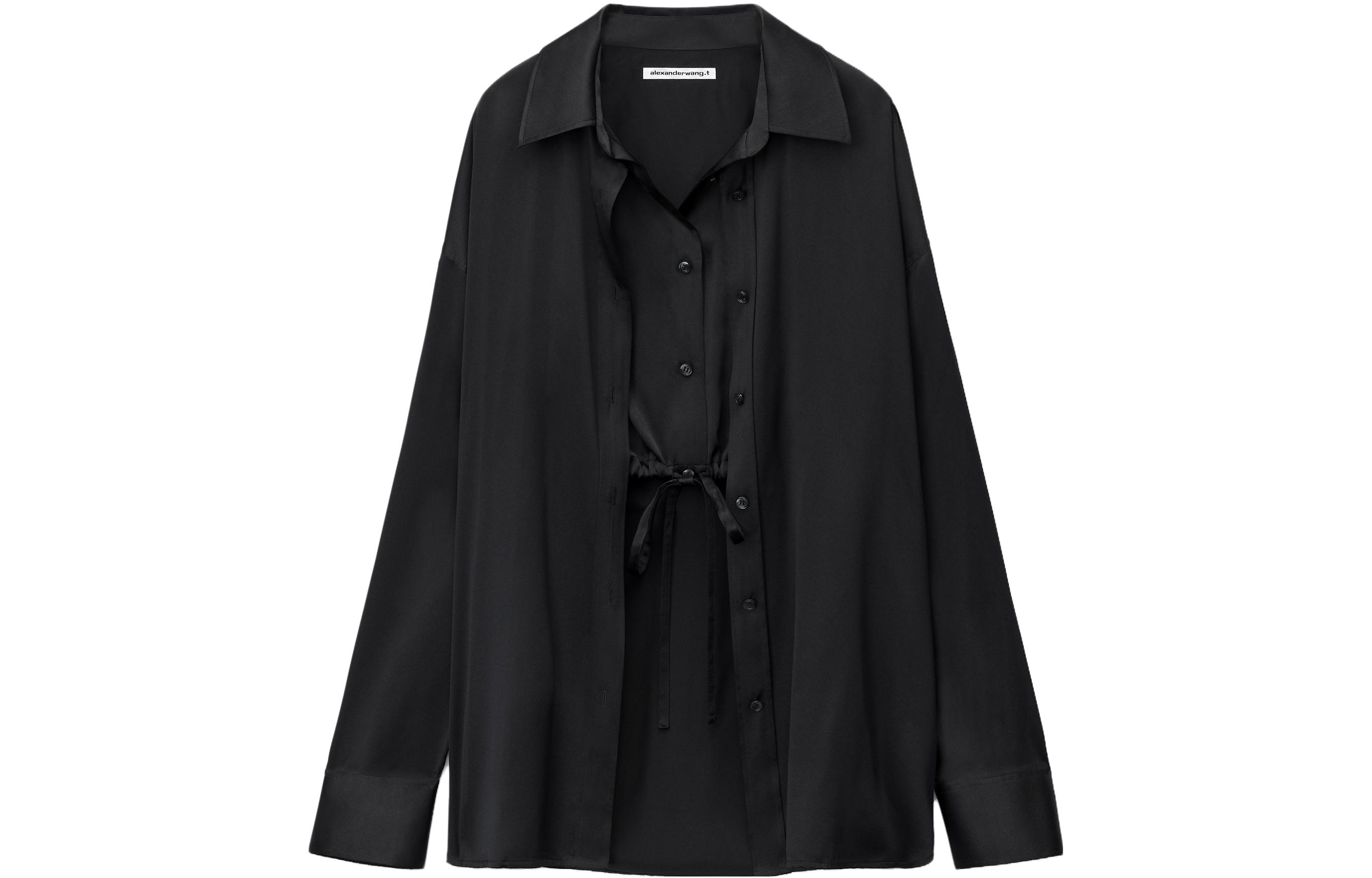 (Women) Alexander Wang FW24  Black Silk Layered Long Sleeve Shirt Jacket 4WC1241444-001 圖 2