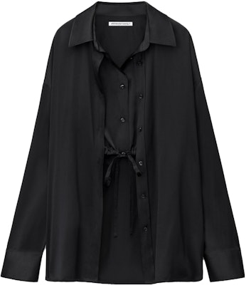 (W) 亚历山大王FW24黑色丝绸叠层长袖衬衫夹克 4WC1241444-001 Order (W) 亚历山大王FW24黑色丝绸叠层长袖衬衫夹克 4WC1241444-001