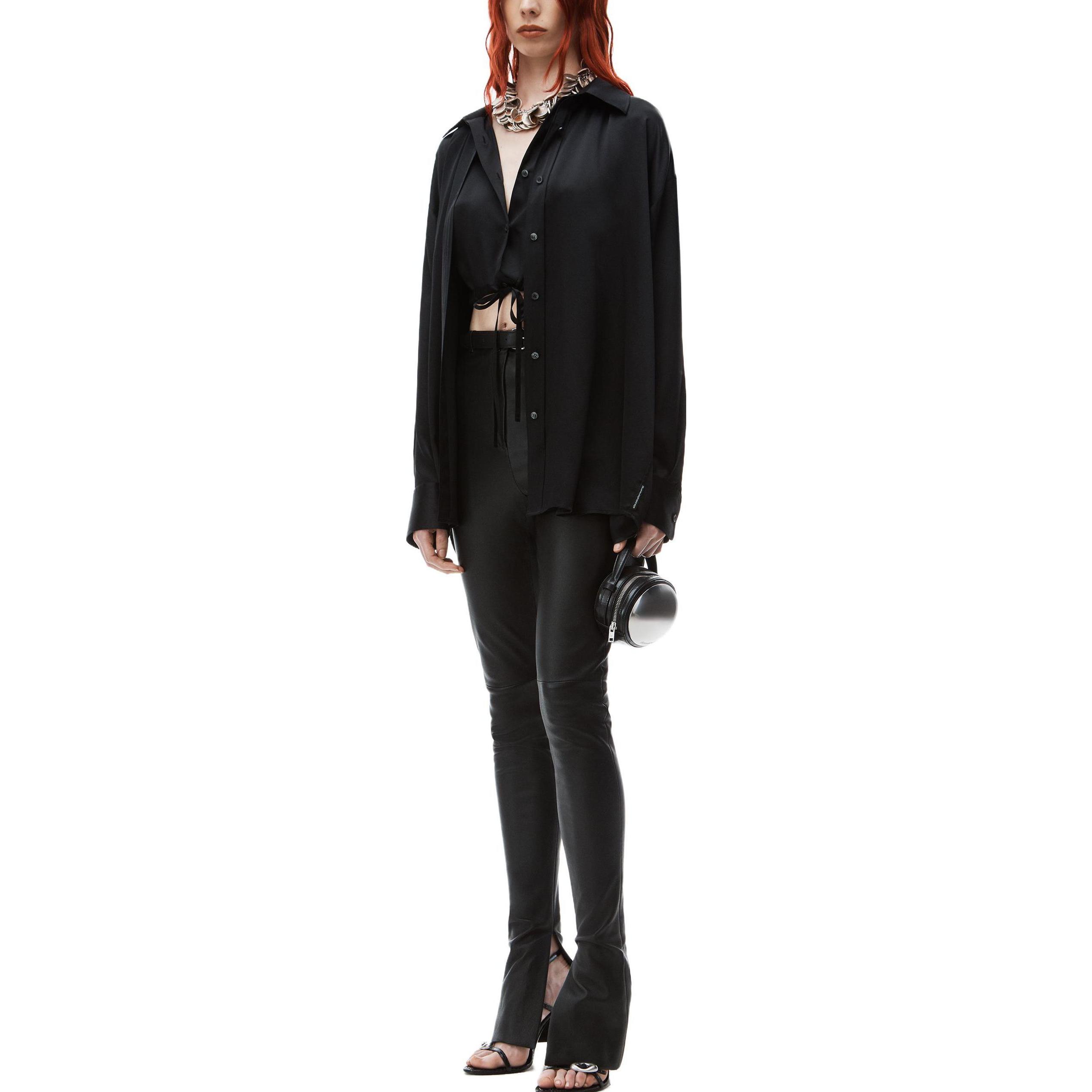(Women) Alexander Wang FW24  Black Silk Layered Long Sleeve Shirt Jacket 4WC1241444-001 圖 3