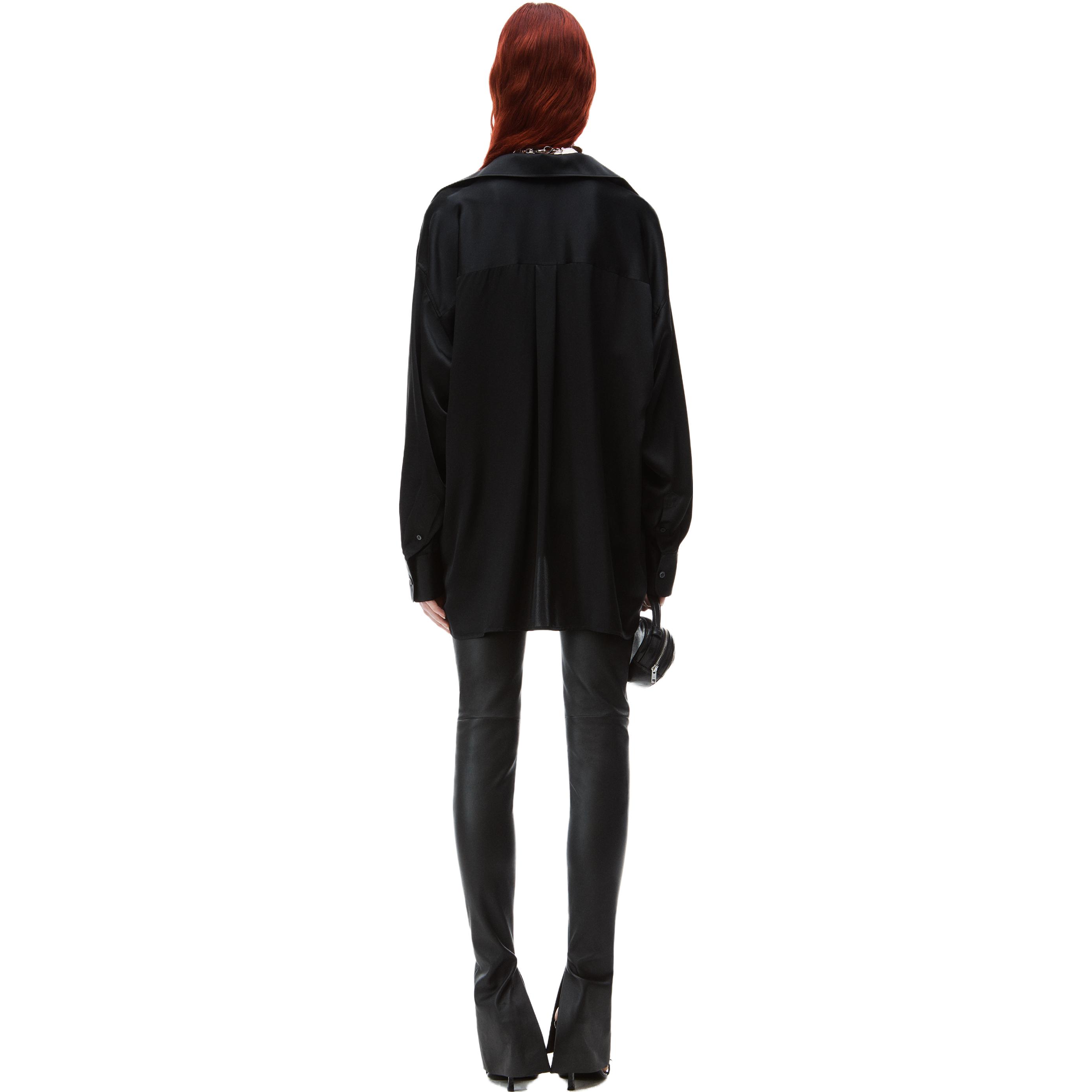 (Women) Alexander Wang FW24  Black Silk Layered Long Sleeve Shirt Jacket 4WC1241444-001 圖 4