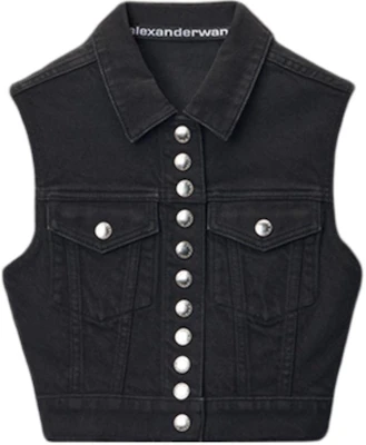 (Women) Alexander Wang FW24 Black Slim Fit Denim Biker Vest. 4DC4241506011 Buy (Women) Alexander Wang FW24 Black Slim Fit Denim Biker Vest. 4DC4241506011