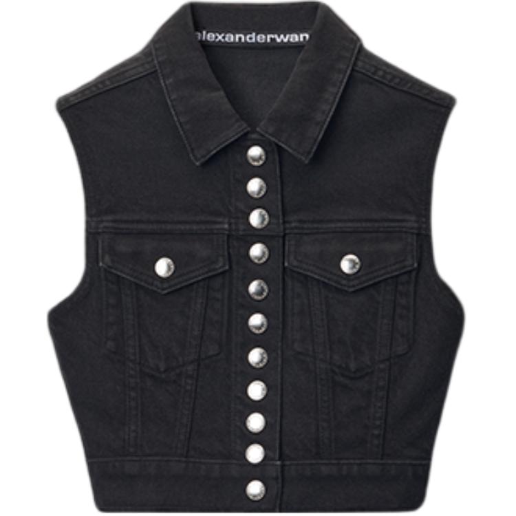 (Women) Alexander Wang FW24  Black Slim Fit Denim Biker Vest. 4DC4241506011 圖 2