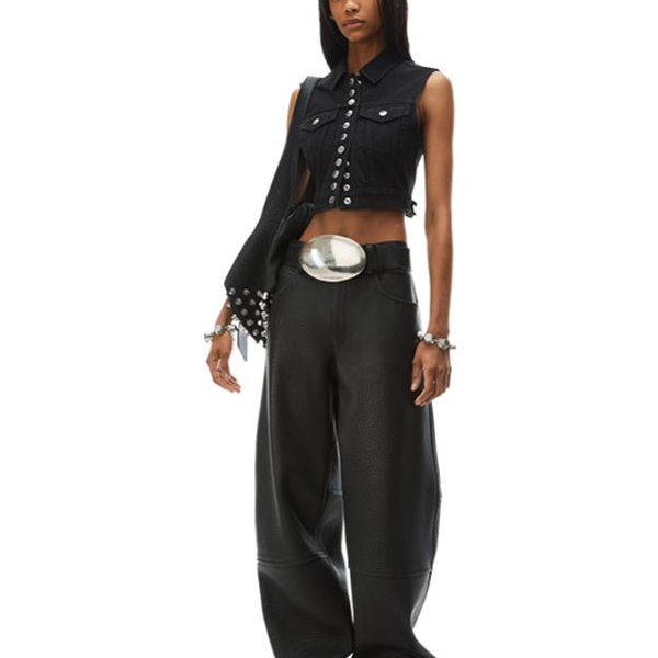 (Women) Alexander Wang FW24  Black Slim Fit Denim Biker Vest. 4DC4241506011 圖 3