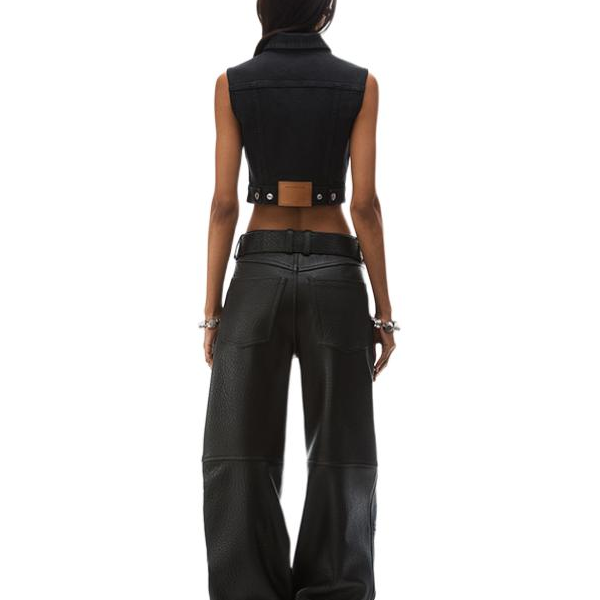 (Women) Alexander Wang FW24  Black Slim Fit Denim Biker Vest. 4DC4241506011 圖 4