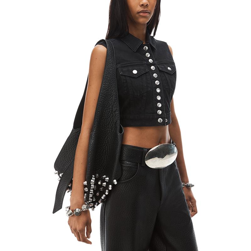 (Women) Alexander Wang FW24  Black Slim Fit Denim Biker Vest. 4DC4241506011 圖 5