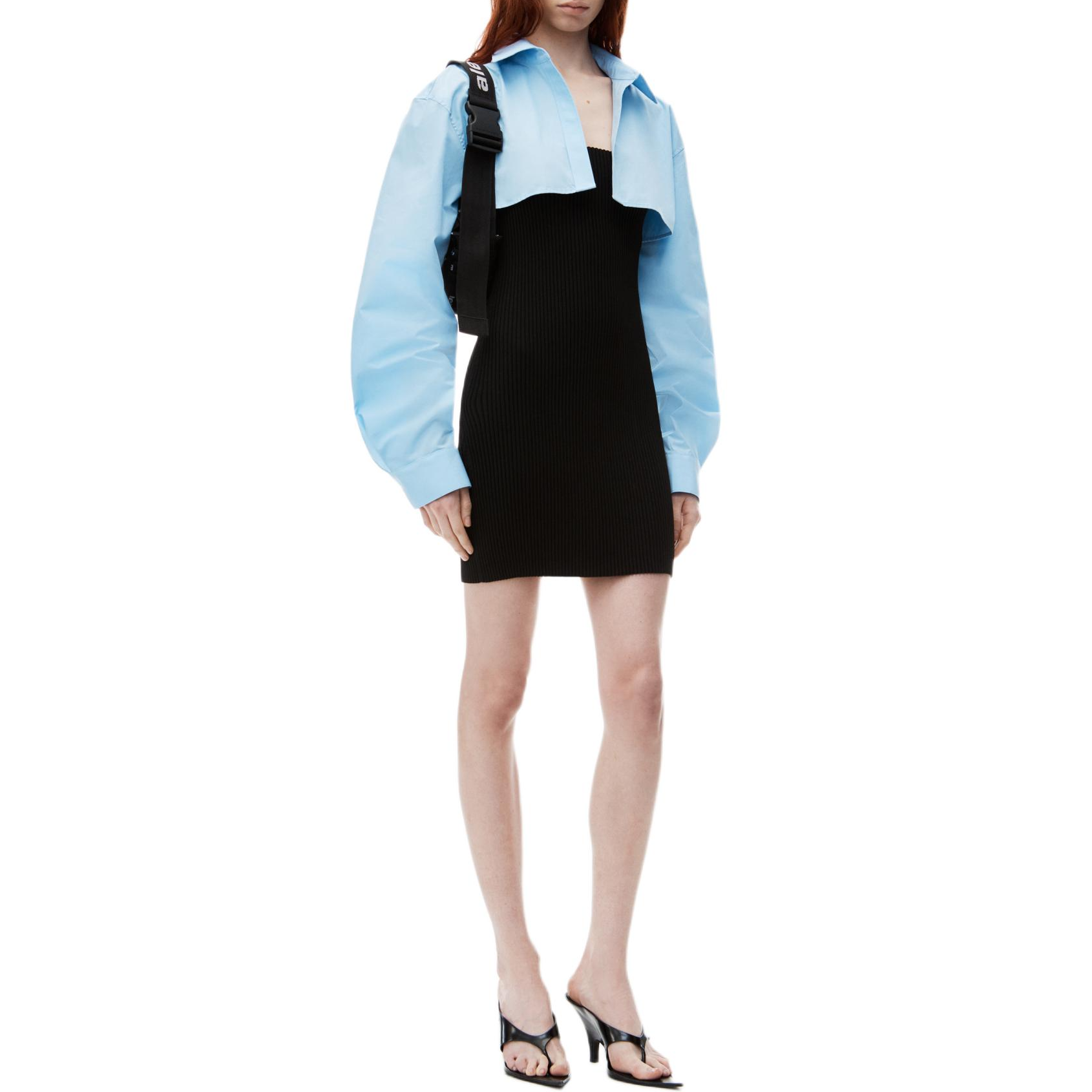 (Women) Alexander Wang FW24  Blue/Black Ribbed Crop Top and Mini Dress Shirt Set 1KC3246062986 圖 3