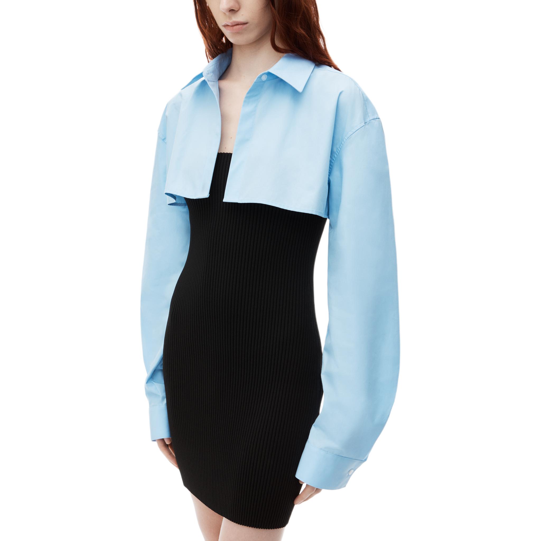 (Women) Alexander Wang FW24  Blue/Black Ribbed Crop Top and Mini Dress Shirt Set 1KC3246062986 圖 5