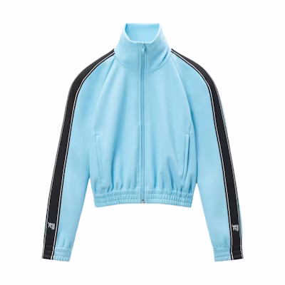 (Women) Alexander Wang FW24 Blue Letter Logo High Neck Loose Fit Jacket 4CC3242091451B