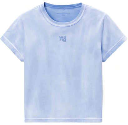 (Women) Alexander Wang FW24 Blue Logo Crewneck Cotton Knit Slim Fit T-Shirt. 4CC3241521450B Order (Women) Alexander Wang FW24 Blue Logo Crewneck Cotton Knit Slim Fit T-Shirt. 4CC3241521450B