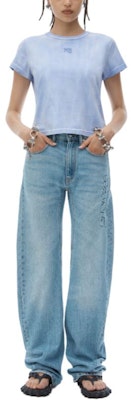 (Women) Alexander Wang FW24 Blue Logo Crewneck Cotton Knit Slim Fit T-Shirt. 4CC3241521450B Lookbook (Women) Alexander Wang FW24 Blue Logo Crewneck Cotton Knit Slim Fit T-Shirt. 4CC3241521450B