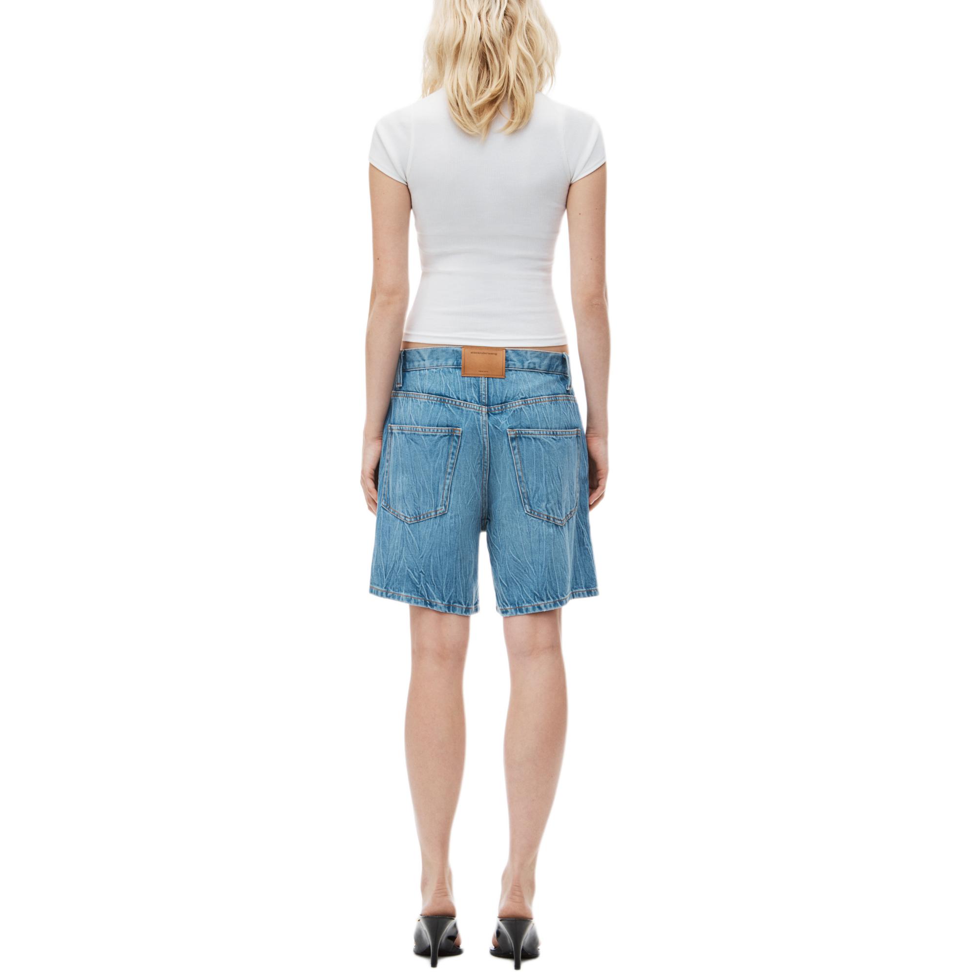 Shop (Women) Alexander Wang FW24  Casual Loose Denim Shorts Light Blue 4DC3244392486