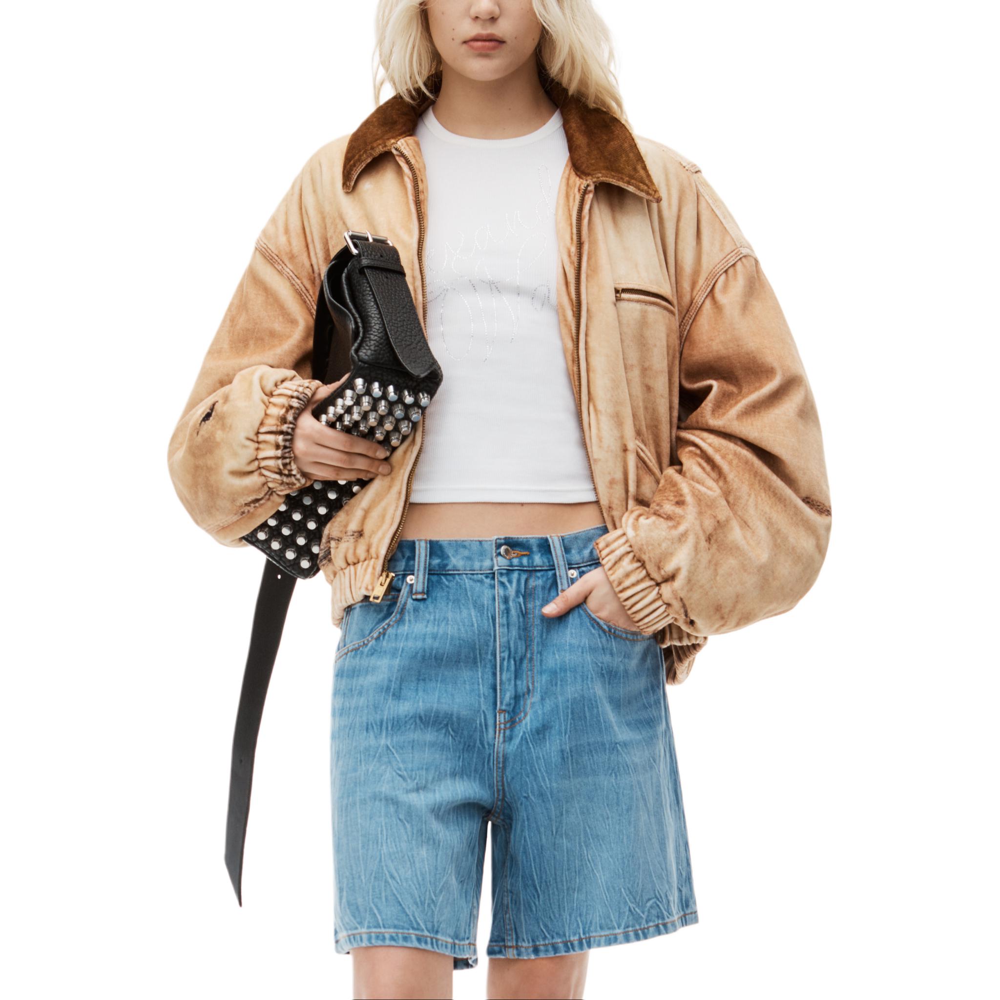 Purchase (Women) Alexander Wang FW24  Casual Loose Denim Shorts Light Blue 4DC3244392486