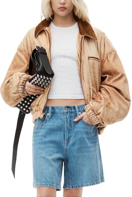 (Women) Alexander Wang FW24 Casual Loose Denim Shorts Light Blue 4DC3244392486 Purchase (Women) Alexander Wang FW24 Casual Loose Denim Shorts Light Blue 4DC3244392486