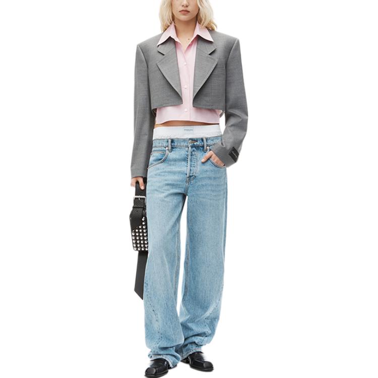 Lookbook (W) Alexander Wang FW24 淺灰色可拆領短版西裝外套 1WC3242559050